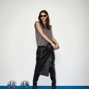 FALDA MIDI PIEL
