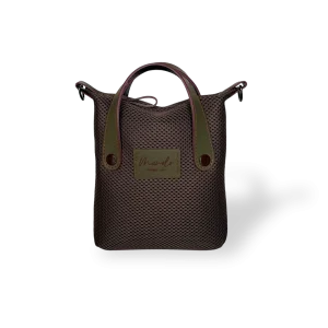 MINIBOLSO CESTO ACOLCHADO - MARRÓN Y OLIVA