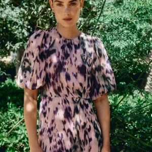 VESTIDO PRINT MANGA ABULLONADA