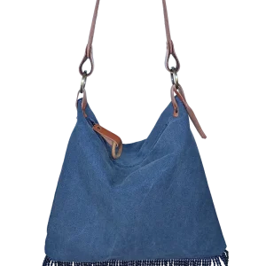 BOLSO TOTE FLECOS - LONA ALGODÓN AZUL PIEDRA