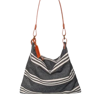 BOLSO TOTE - LONA RAYAS NEGRO Y BLANCO