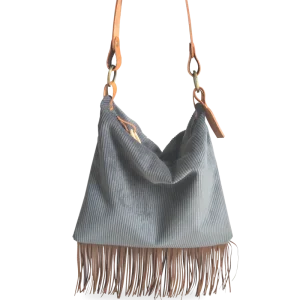 BOLSO TOTE FLECOS - PANA GRIS