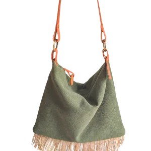 BOLSO TOTE FLECOS - LONA ALGODÓN OLIVA R