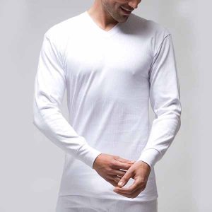 Camiseta de algodón canale manga larga y cuello de pico 731 Rapife