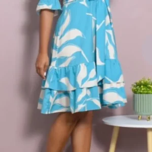 VESTIDO ALINA BEIGE AZUL AGUAMARINA