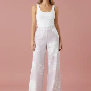 Pantalón Palazzo Rosado Estampado para Mujer en Panamá/Pantalón Floral Elegante De pierna Ancha