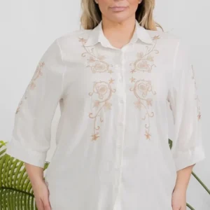BLUSA BLANCA BORDADOS DORADOS