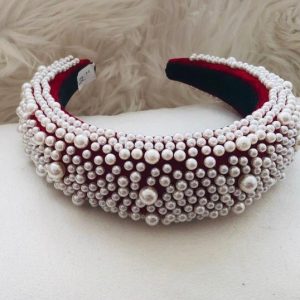 DIADEMA VINOTINTO CON PERLAS