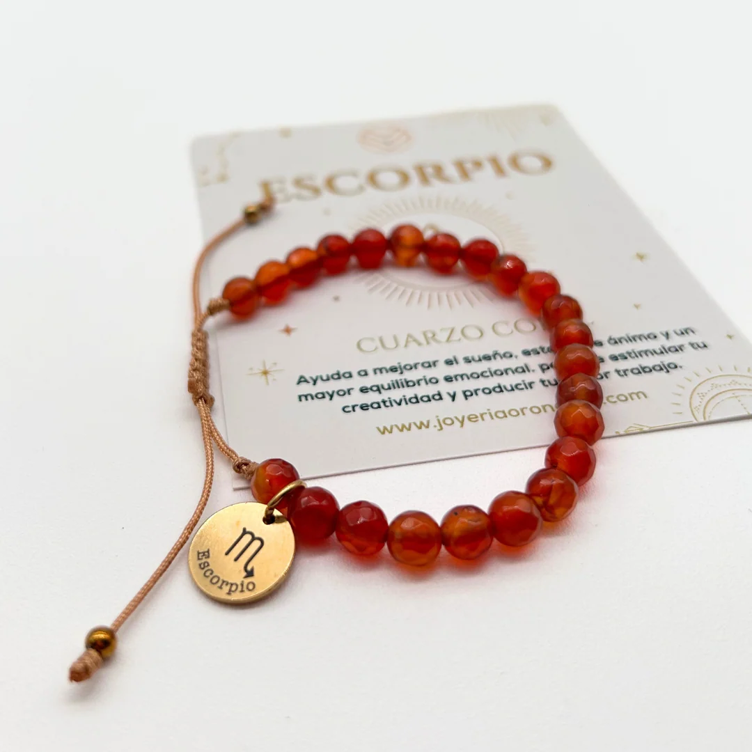 Pulsera Escorpio Cuarzo Coral - Imagen 3