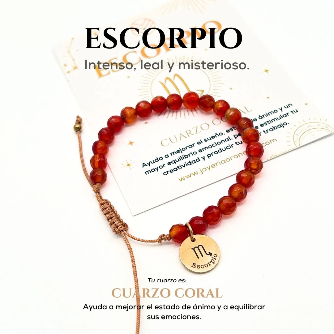 Pulsera Escorpio Cuarzo Coral - Imagen 2