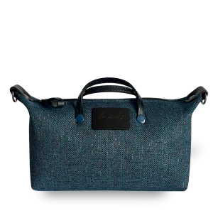 MINIBOLSO BANDOLERA MEDIANO - AZUL JASPEADO CUERO NEGRO