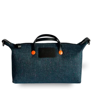 MINIBOLSO BANDOLERA MEDIANO - AZUL JASPEADO CUERO NEGRO