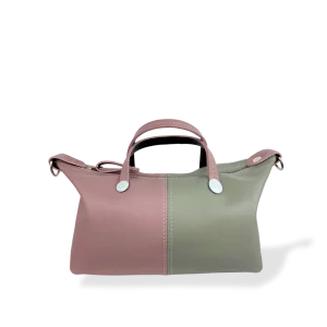 MINIBOLSO BANDOLERA - CUERO NAPA ROSA Y GRIS