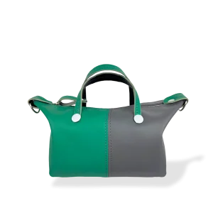MINIBOLSO BANDOLERA - CUERO NAPA GRIS Y VERDE