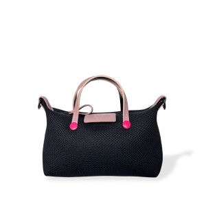 MINIBOLSO BANDOLERA ACOLCHADO - NEGRO Y ROSA