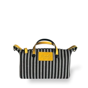 MINIBOLSO BANDOLERA - TAPIZADO NARANJA Y CUERO AMARILLO