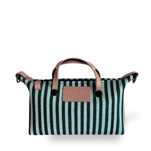 MINIBOLSO BANDOLERA - ESTRIBERA RAYAS CUERO ROSA