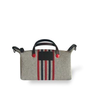 MINIBOLSO BANDOLERA - ESTRIBERA ROJO Y AZUL CUERO NEGRO