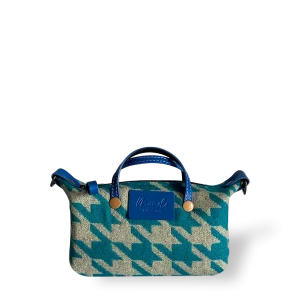 MINIBOLSO BANDOLERA - PATA DE GALLO Y AZUL KLEIN