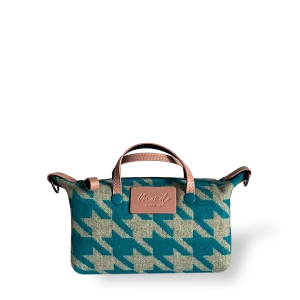 MINIBOLSO BANDOLERA - PATA DE GALLO Y ROSA