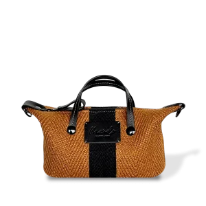 MINIBOLSO BANDOLERA - YUTE - CAMEL Y NEGRO
