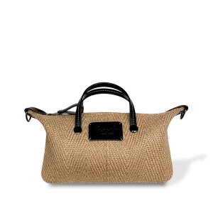 MINIBOLSO BANDOLERA - YUTE - NATURAL Y NEGRO