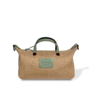 MINIBOLSO BANDOLERA - YUTE - NATURAL Y PISTACHO