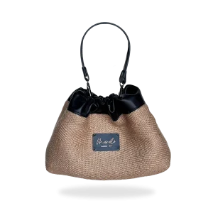 BOLSO NIDO GRANDE - YUTE Y PIEL NAPA TERNERA NEGRO